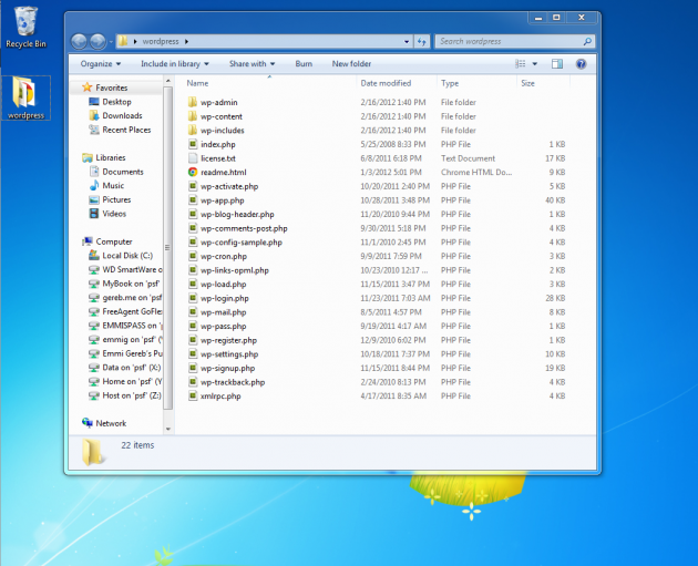 Nödvändiga filer för en ny WP installation